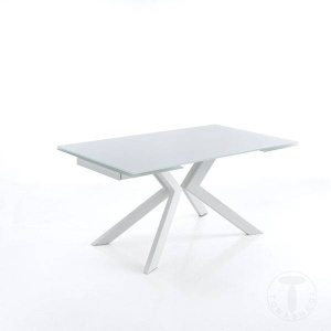 MASA EXTENSIBILA 160/240CM, EVOLUTION ALBA, COD 3238, STIL MODERN, REALIZATA METAL SI STICLA