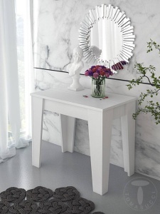 MASA EXTENSIBILA 54-306CM, CHARLIE ALBA, STIL MODERN, REALIZATA DIN PANOURI LAMINATE - Img 1