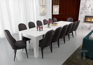 MASA EXTENSIBILA 54-306CM, CHARLIE ALBA, STIL MODERN, REALIZATA DIN PANOURI LAMINATE - Img 2