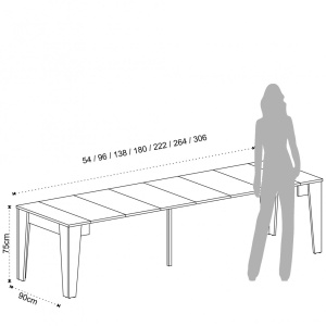 MASA EXTENSIBILA 54-306CM, CHARLIE ALBA, STIL MODERN, REALIZATA DIN PANOURI LAMINATE - Img 6