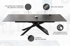 MASA EXTENSIBILA DE LUX 180/220/260CM, EUPHORIA, DIN METAL, STICLA SI CERAMICA, ARTIM GROUP SELECTION - Img 8