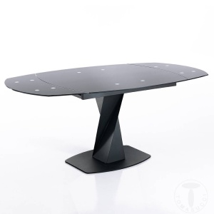MASA EXTENSIBILA ELEGANTA 105-165CM, TWISTED, COD 3857, STIL MODERN, REALIZATA DIN METAL SI STICLA - Img 3