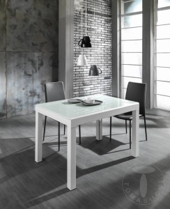 MASA EXTENSIBILA ELEGANTA 120/350CM, LONG WHITE, COD 2673, STIL MODERN, REALIZATA DIN METAL SI STICLA/MDF - Img 5