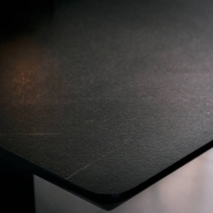 MASA EXTENSIBILA VICTUS, EFECT DE PIATRA NEAGRA/NEGRU, 160/220 CM, BLAT DIN MDF SI PICIOARE DIN METAL, STIL MODERN - Img 4