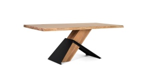 MASA LIVING 200CM, CULOARE NATUR/NEGRU, LEMN MASIV DE SALCAM, GINER Y COLOMER - Img 2