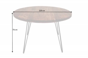 MASA ROTUNDA 120CM, LEMN MASIV DE SALCAM SI METAL, DESIGN INDUSTRIAL, ARTIM GROUP SELECTION - Img 3