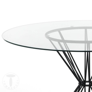 MASA ROTUNDA ELEGANTA 120CM, BELLAMY, COD 4281, STIL MODERN, REALIZATA DIN METAL SI STICLA
