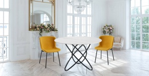 MASA SUFRAGERIE 110CM, HULA HOOP, COD 5752, STIL MODERN, REALIZAT DIN METAL SI CERAMICA - Img 4