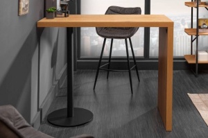 MASUTA DE BAR, MAGNUS 40761, BAZA DE METAL NEAGRA SI MDF, CULOARE STEJAR, DESIGN MODERN - Img 2