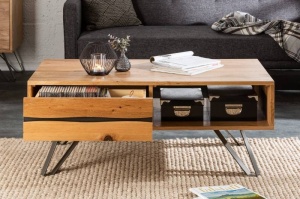 MASUTA DE CAFEA 110CM, LIVING EDGE, FURNIR DIN STEJAR, STIL INDUSTRIAL - Img 3