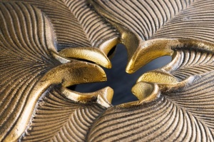 MASUTA DE CAFEA 55CM, GINGKO, DIN METAL NEGRU/AURIU - Img 2