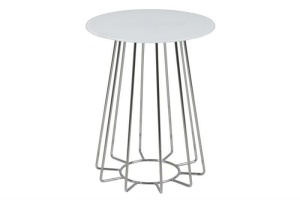MASUTA DE CAFEA ALBA DIN STICLA CU BAZA DIN METAL CASIA STIL MODERN B2