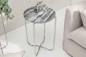 MASUTA DE CAFEA, COD 40369, GRI CU EFECT DE MARMURA/CROM, 38CM, BLAT DIN MARMURA SI CADRU DIN METAL - Img 1