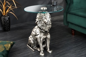 MASUTA DE CAFEA, LION, 60CM, BLAT DIN STICLA SI METAL, CROM, ARTIM GROUP SELECTION - Img 3