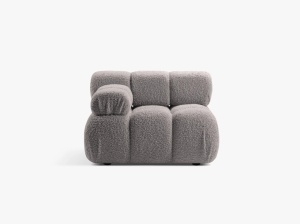 MODUL CANAPEA BELLIS, PE STANGA, GRI DESCHIS, CU TAPITERIE DIN TEXTIL BOUCLE ROLF, MICADONI