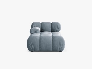 MODUL SEZLONG COLTAR BELLIS, PE STANGA, ALBASTRU DESCHIS, CU TAPITERIE DIN CATIFEA BLUVEL, MICADONI