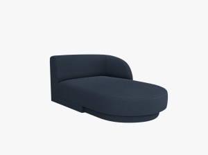 MODUL SEZLONG MILEY, PE DREAPTA, ALBASTRU INCHIS, CU TAPITERIE DIN TEXTIL BOUCLE BALOO, MICADONI