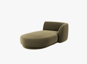 MODUL SEZLONG MILEY, PE DREAPTA, VERDE MASLINIU INCHIS, CU TAPITERIE DIN CATIFEA BLUVEL, MICADONI