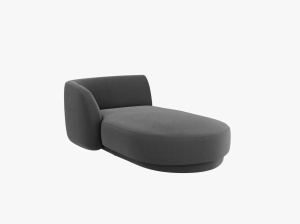 MODUL SEZLONG MILEY, PE STANGA, GRI, CU TAPITERIE DIN CATIFEA BLUVEL, MICADONI