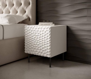 NOPTIERA, CAMA-HOLE-SZAFKI-NOCNE-BI/BI, ALB MAT, DIN PLACI LAMINATE SI MDF, DESIGN MODERN - Img 3