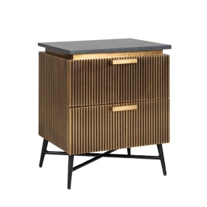 NOPTIERA IRONVILLE 2 SETARE, AURIU/NEGRU, DIN MDF, MARMURA SI METAL, RICHMOND INTERIORS