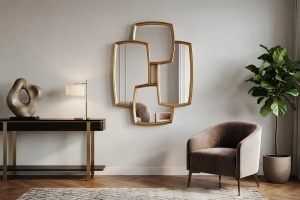 OGLINDA DEOSEBITA, QUADRA 90CM, RAMA AURIE, POLIURETAN, MDF SI OGLINDA, ARTIM GROUP SELECTION