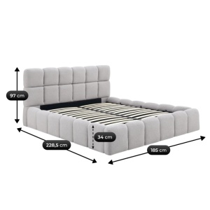 PAT 160X200CM, ARTIM MEBLE, CU SPATIU DE DEPOZITARE, REALIZAT DIN TEXTIL BOUCLE GRI, STIL MODERN - Img 3