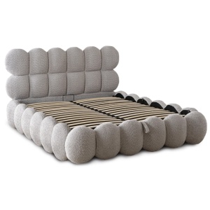 PAT 160X200CM, ARTIM MEBLE, CU SPATIU DE DEPOZITARE, REALIZAT DIN TEXTIL BOUCLE GRI, STIL MODERN - Img 12