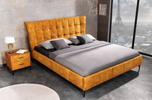 PAT BOUTIQUE, 160X200CM , PICIOARE DIN METAL SI CATIFEA, COD 41666, CULOARE GALBEN PAL