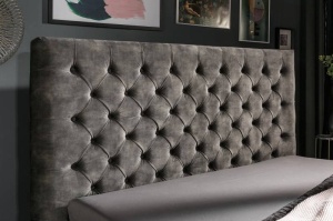 PAT DEOSEBIT, PARIS 180X200, DIN LEMN MASIV SI CATIFEA DE CULOARE OLIVE GRI, STIL CHESTERFIELD - Img 4