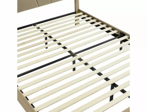 PAT DORMITOR COLUMBIA, CU SPATIU DE DEPOZITARE, 140 CM, BEJ BLUVEL 28, TAPITERIE DIN CATIFEA, STIL MODERN - Img 4