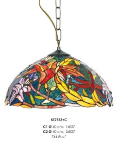 PENDUL DEOSEBIT TIFFANY, COD KT2753+C1, DIN METAL SI STICLA