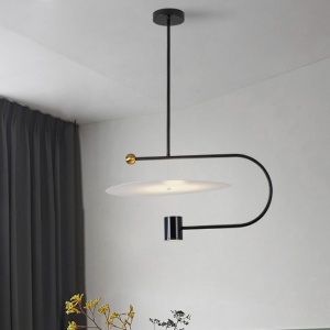 PENDUL LED APP589-1CP, 80x45 cm, NEGRU SI AURIU, DIN OTEL DE INALTA CALITATE, STIL MODERN, TU - Img 2