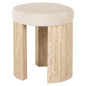 POUF GALLICE NATURAL BEJ, 8683, CONFECTIONAT DIN SPUMA, 100% POLIESTER SI TRAVERTIN, STIL MODERN