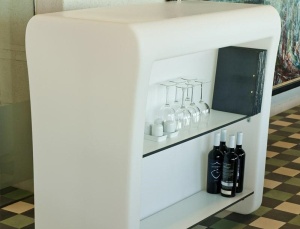 PULT DE BAR ALB CRETA CU LED STIL MODERN, CONFECTIONAT DIN POLIETILENA - Img 2