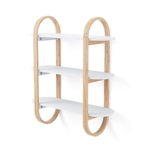 RAFT/BIBLIOTECA BELLWOOD ALB/NATURAL, CONFECTIONAT DIN LEMN, STIL MODERN - Img 2