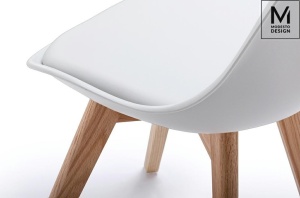 SCAUN ALB DIN POLIPROPILENA CU PICIOARE DIN LEMN NORDIC STIL MODERN B2 - Img 2