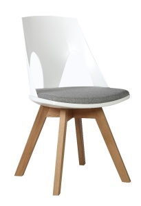 SCAUN ALB -GRI DIN PLASTIC CU BAZA DE LEMN WHITE HOLEY STIL MODERN B2