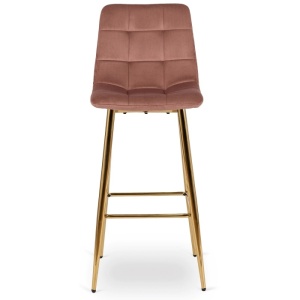 SCAUN BAR, ARTIM MEBLE, REALIZAT DIN CATIFEA SI METAL, CULOARE ROZ/AURIU, STIL MODERN - Img 2