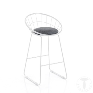 SCAUN BAR, AZA WHITE 85CM, CADRUL DIN METAL SI STOFA GRI, STIL MODERN, COD 4634 - Img 1
