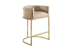 SCAUN BAR, ELEGANCE 180CM, DIN CATIFEA SI METAL, CULOARE BEJ, ARTIM GROUP SELECTION