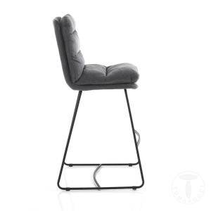 SCAUN BAR, LEONEL, 110CM, GANA, CADRUL DIN METAL SI CATIFEA GRI, STIL MODERN, COD 4239 - Img 2