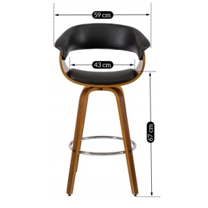 SCAUN BAR ROTATIV, ARTIM MEBLE, REALIZAT DIN PIELE ECO, FURNIR, LEMN SI METAL, CULOARE NUC, NEGRU/NATUR, STIL MODERN - Img 6