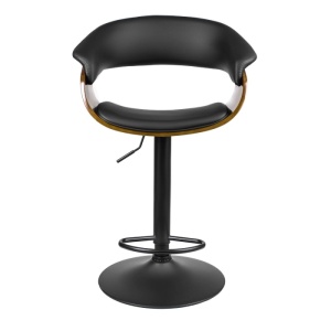SCAUN BAR ROTATIV, ARTIM MEBLE, REALIZAT DIN PIELE ECO, FURNIR SI METAL, CULOARE NUC/NEGRU, STIL MODERN - Img 5
