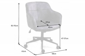 SCAUN BIROU AJUSTABIL, EUPHORIA, COD 40865, DIN METAL SI CATIFEA GRI INCHIS - Img 7