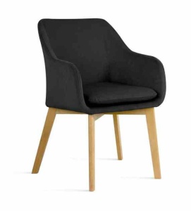 SCAUN CONFORTABIL HUAN, NEGRU/FAG, CONFECTIONAT DIN LEMN DE SI TEXTIL, STIL MODERN