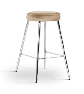 SCAUN DE BAR CIRCO 60, BEJ/CROM, STIL MODERN, CONFECTIONAT DIN METAL SI CATIFEA