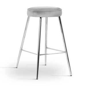 SCAUN DE BAR CIRCO 60, GRI/CROM, STIL MODERN, CONFECTIONAT DIN METAL SI CATIFEA