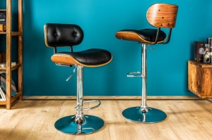 SCAUN DE BAR, CLASSICO NEGRU/NUC 115CM, STIL RETRO VINTAGE - Img 2