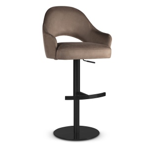 SCAUN DE BAR, GODA SUPREME PUMP 60 CM, BEJ/NEGRU, TAPITERIE DIN TEXTIL, SPUMA, ARCURI SI METAL, STIL MODERN